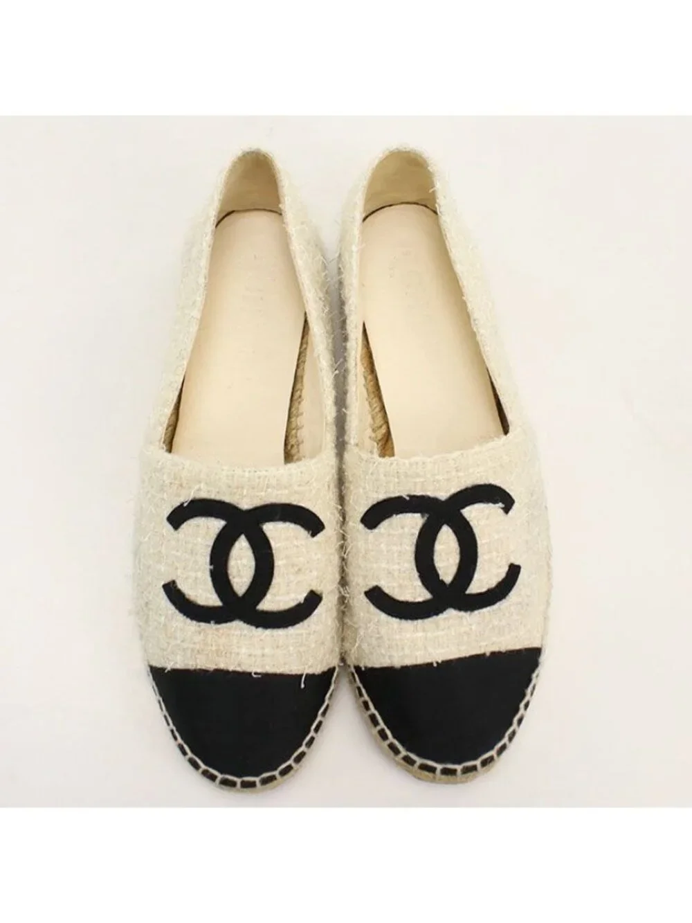 Chanel Espadrilles CC Logo Shoes Tweed